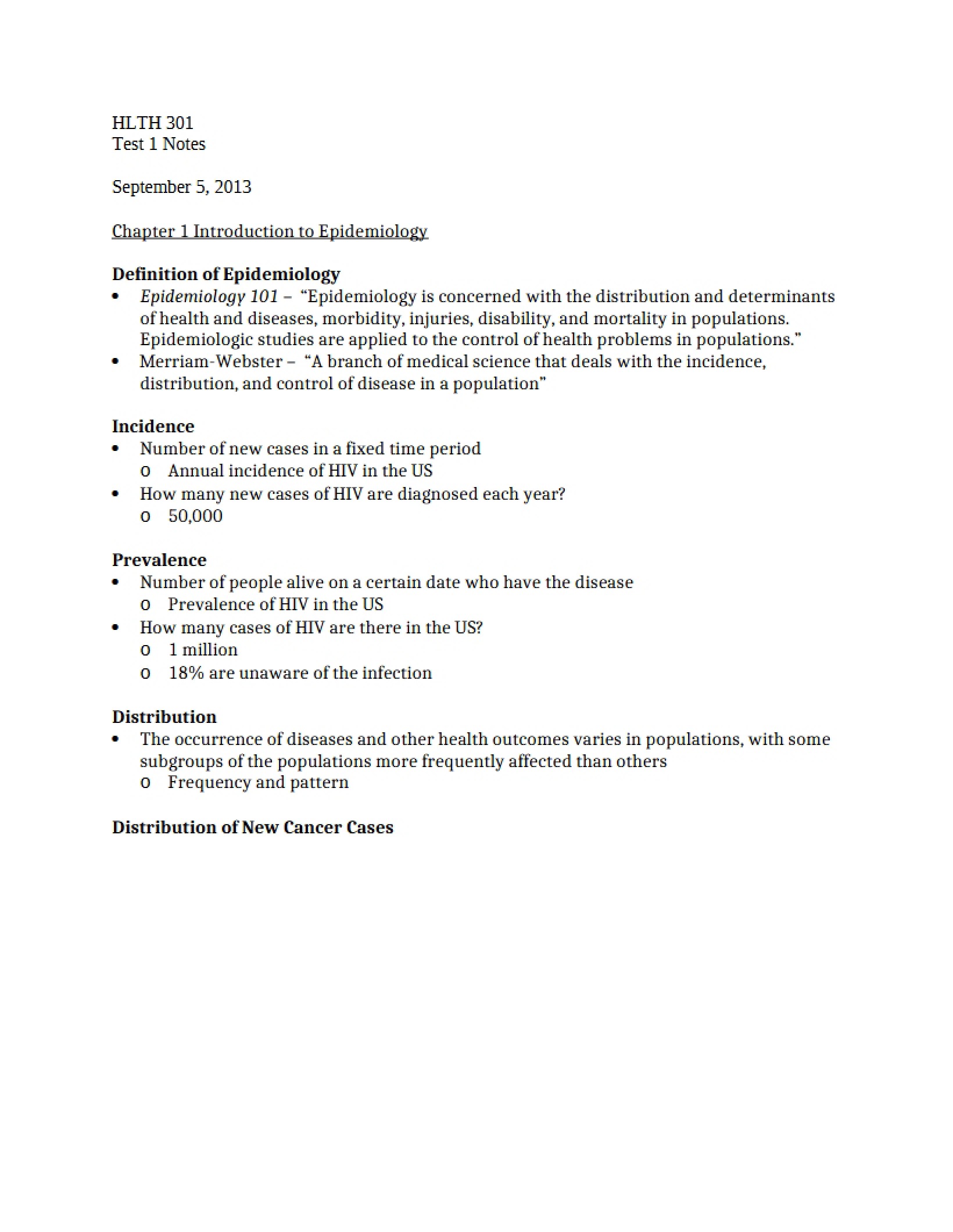 Epidemiology Introduction (Chapter 1)