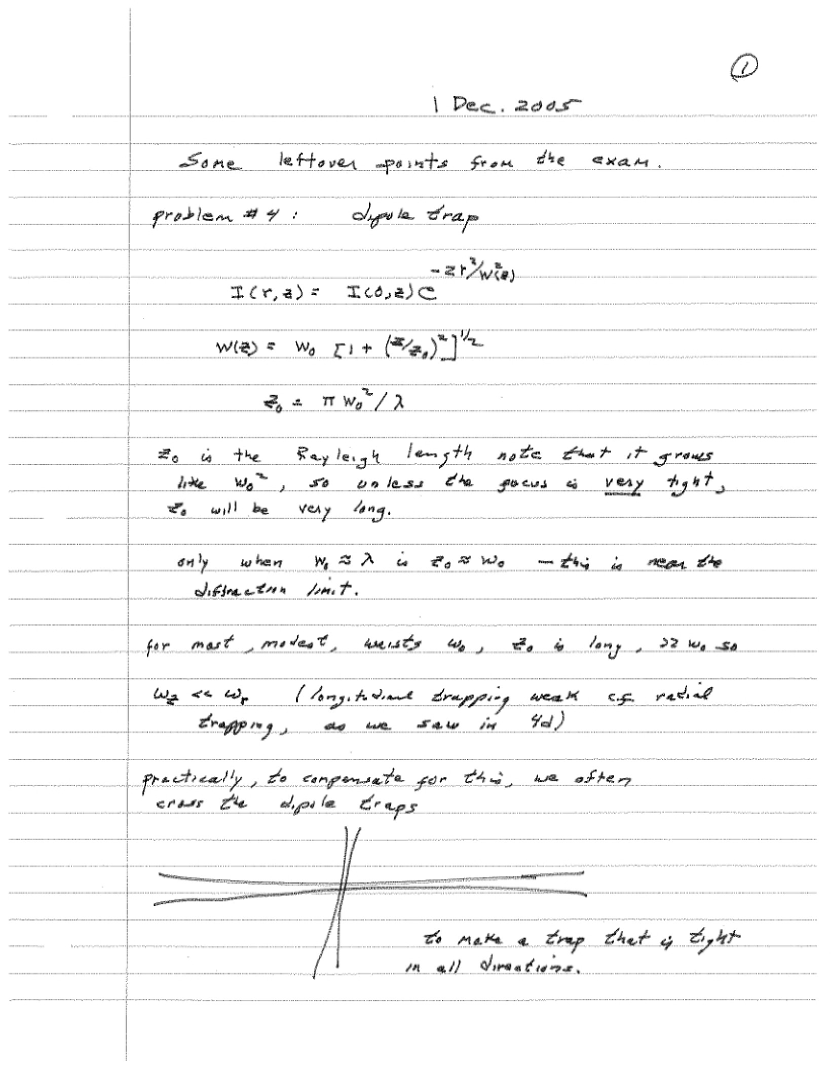 Notes from Lecture