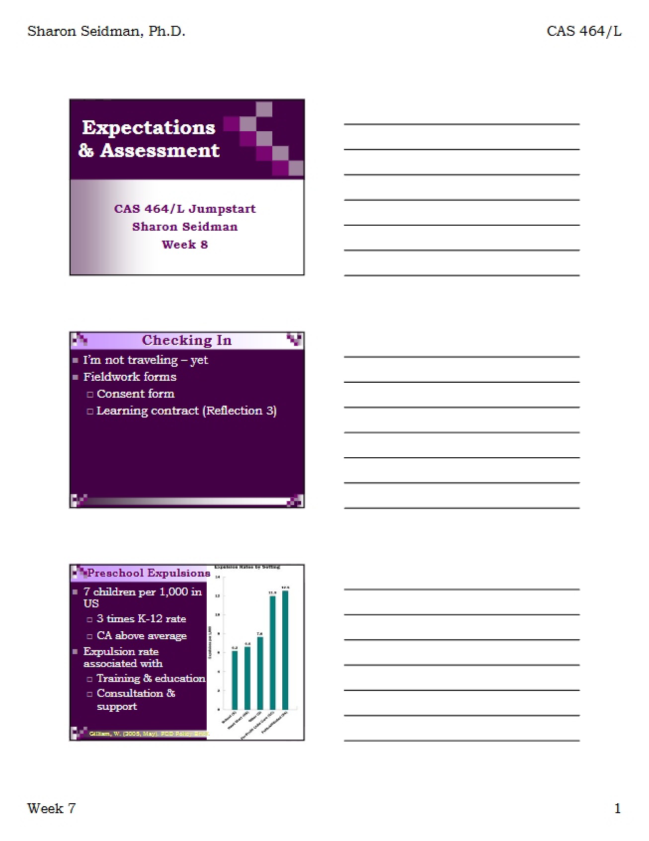 Assessment and Expectations Part One