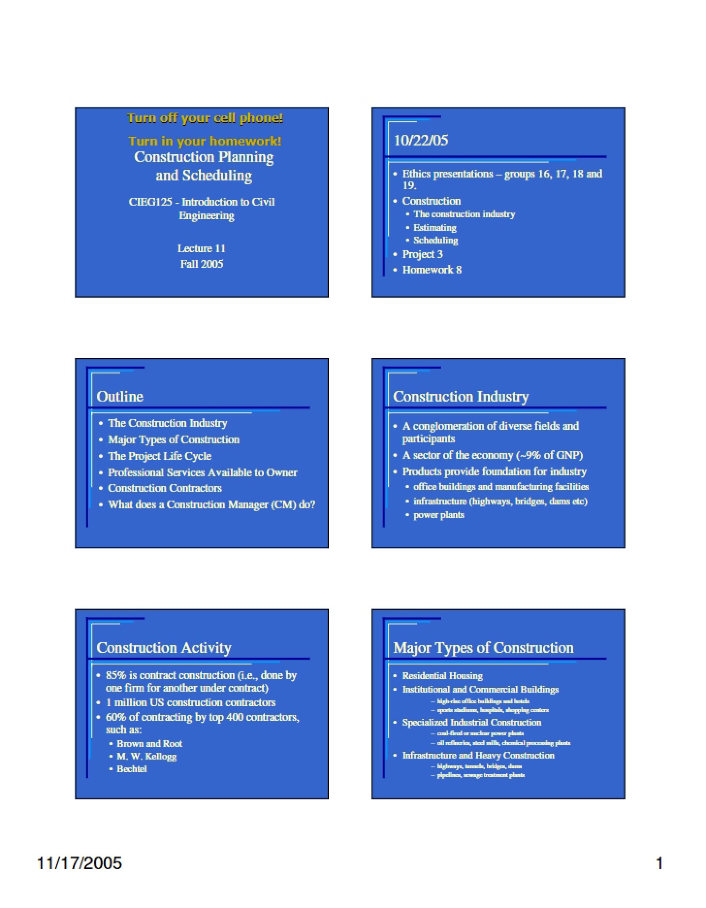 Scheduling and Planning in Construction