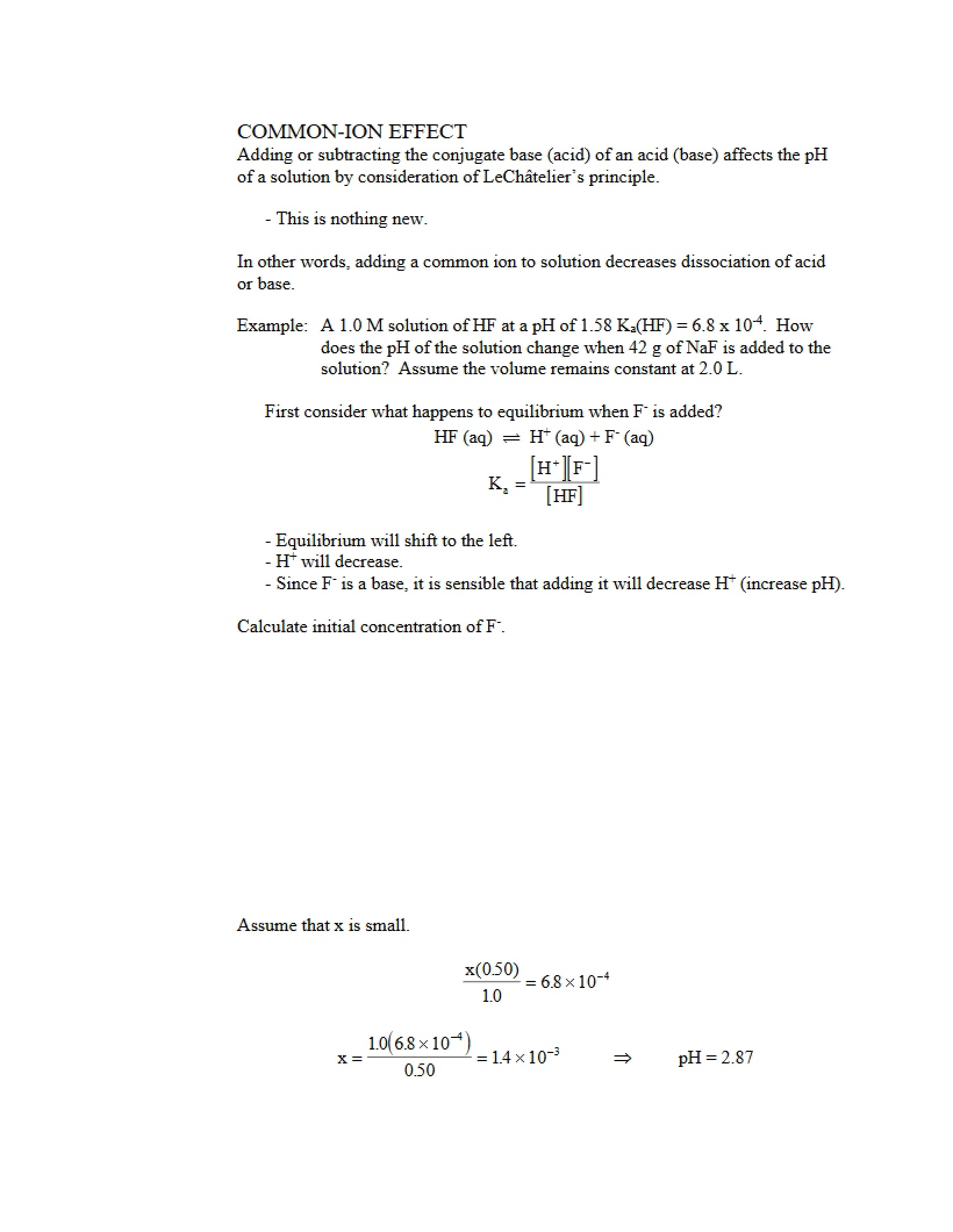 Effect of Common Ions
