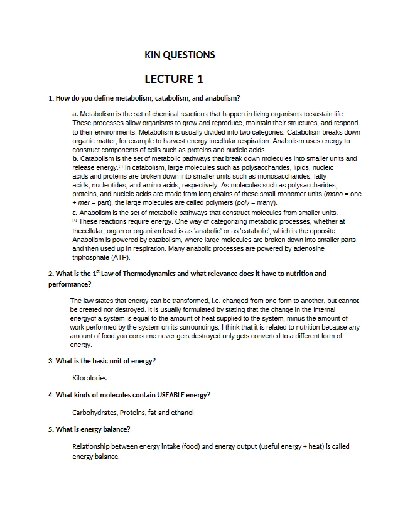 First Lecture Notes