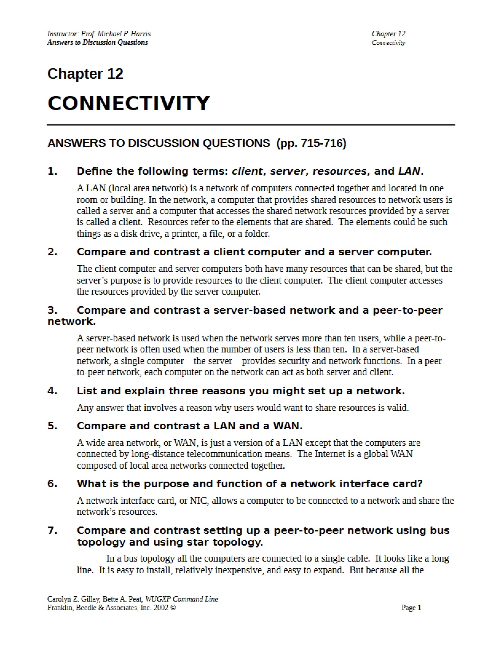Chapter 12 Network Connectivity