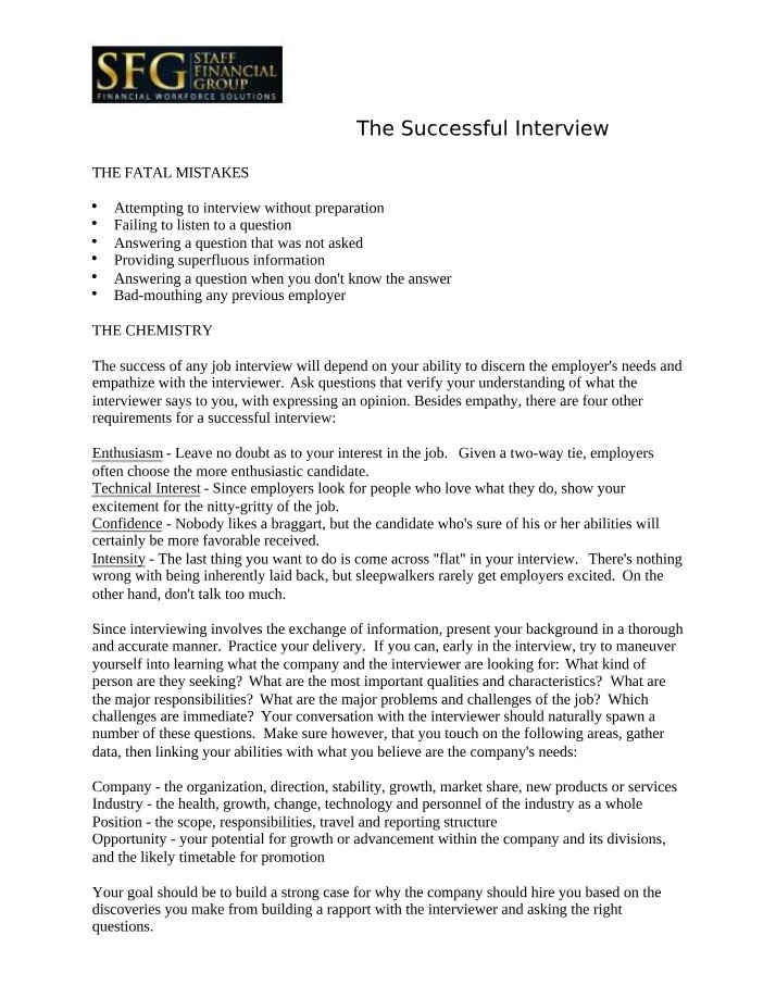 Interviewing for Success