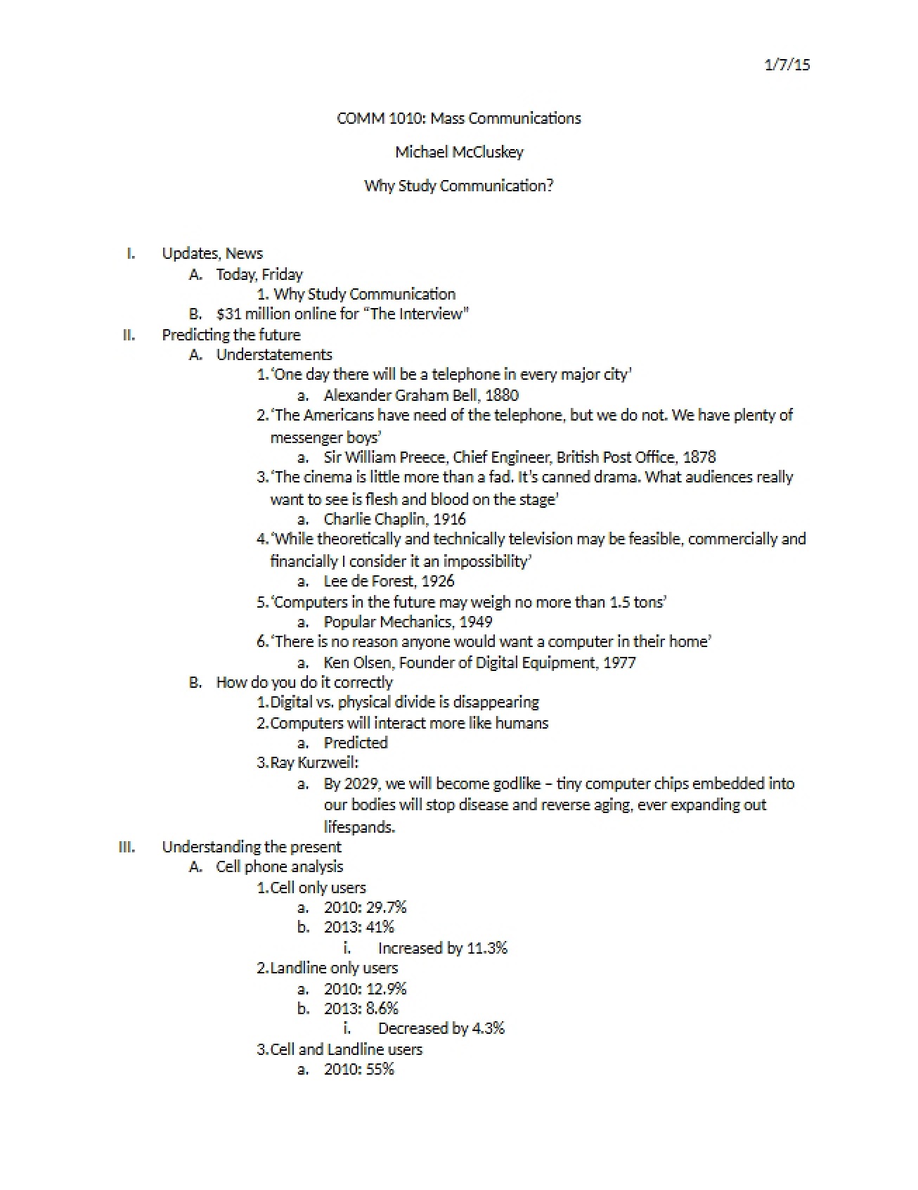 Reasoning for Communication Studies Part 1 (Jan 7)