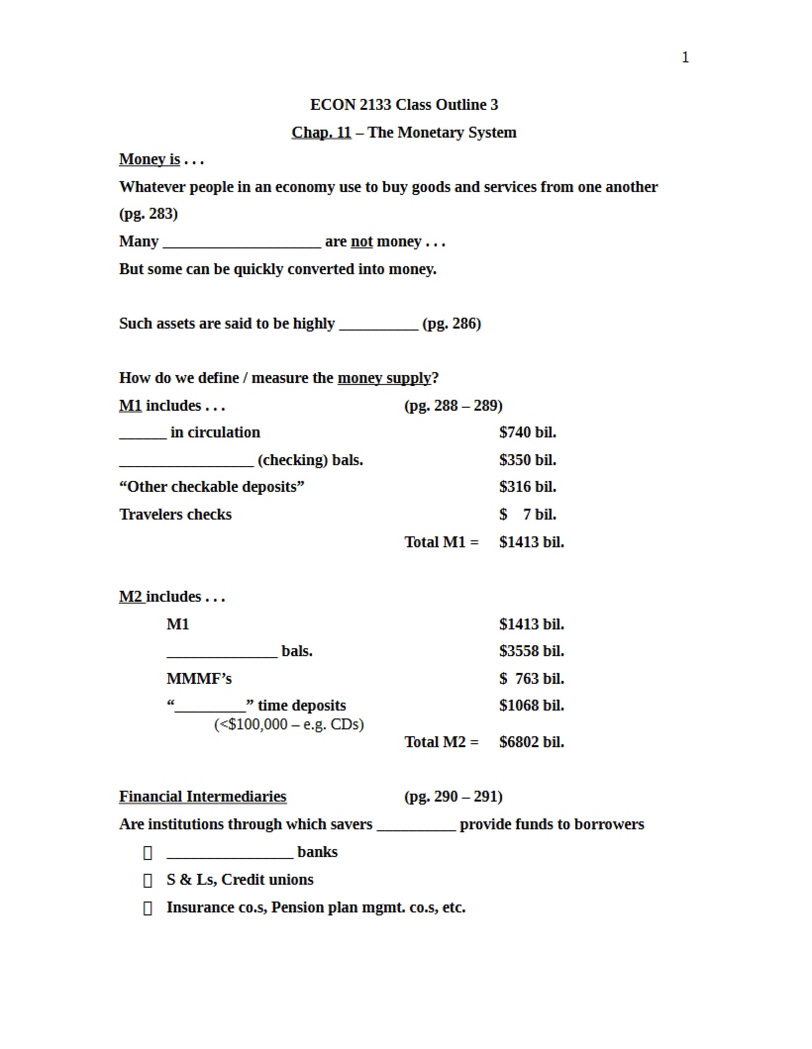 Monetary System (Chapter 11)