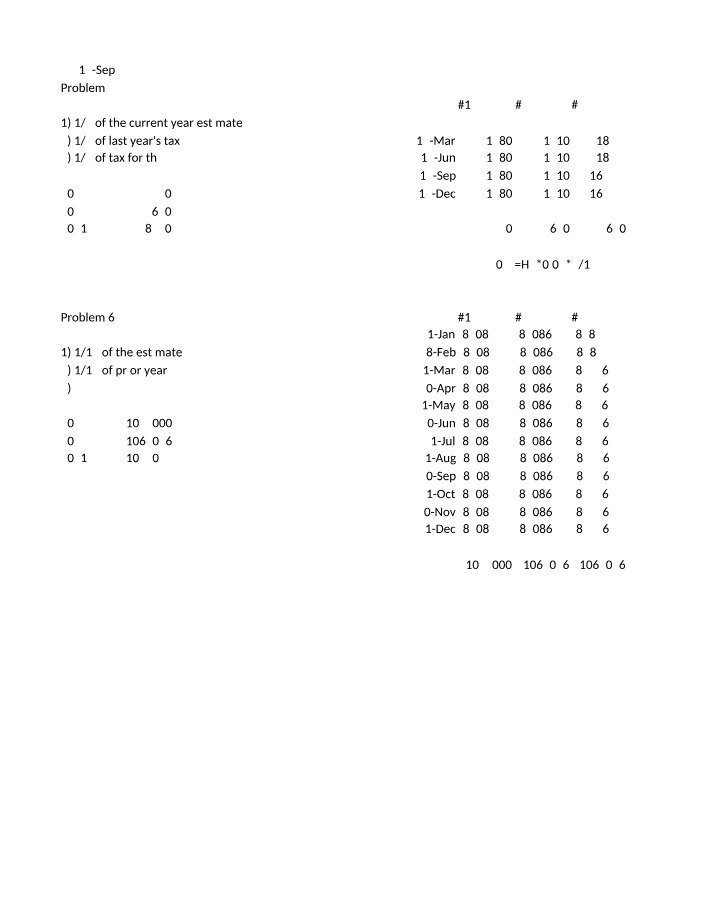 Yearly Tax Estimates - Last Year's Tax and More