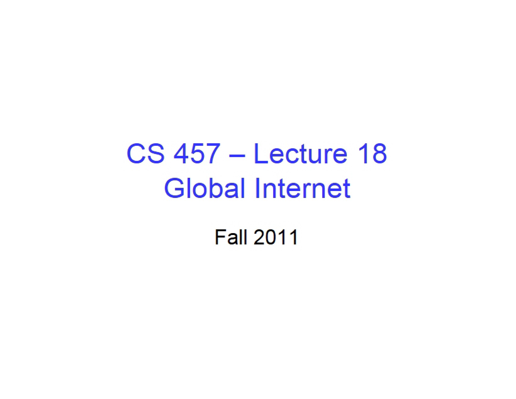 Lecture 18 Computer Networks