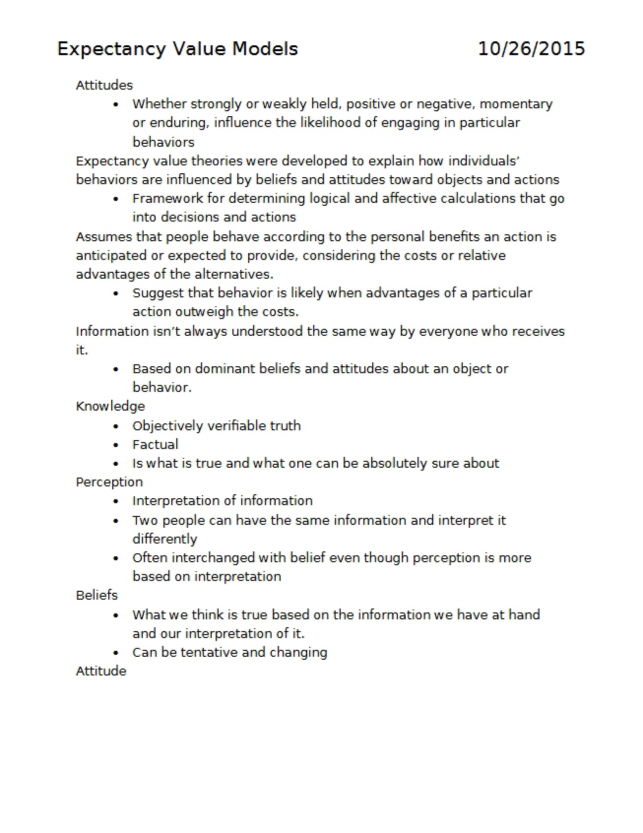Models of Expectancy Value