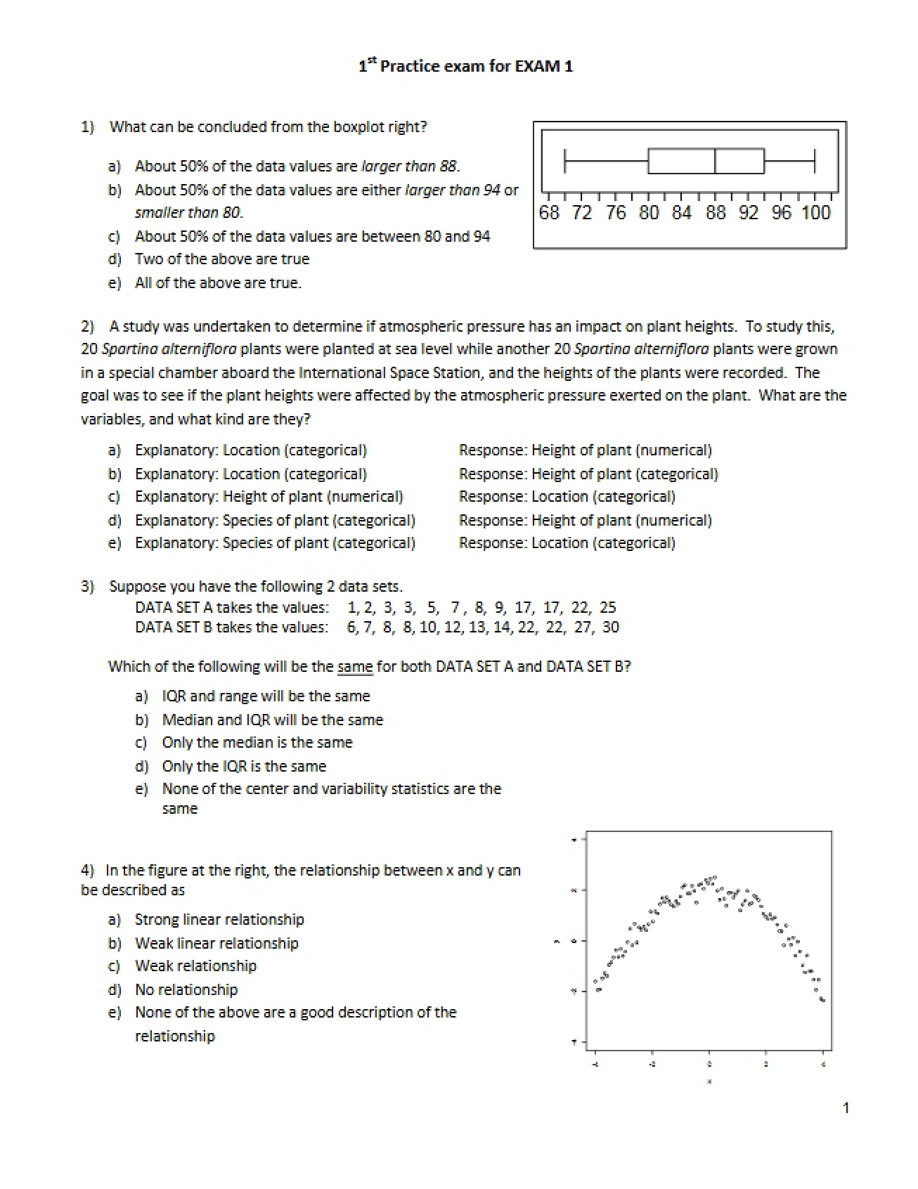 Practice Midterm Statistics