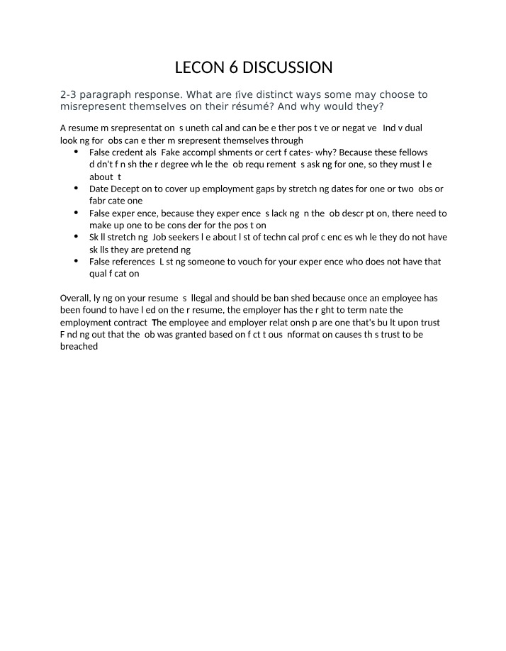 Lesson 6 Discussion