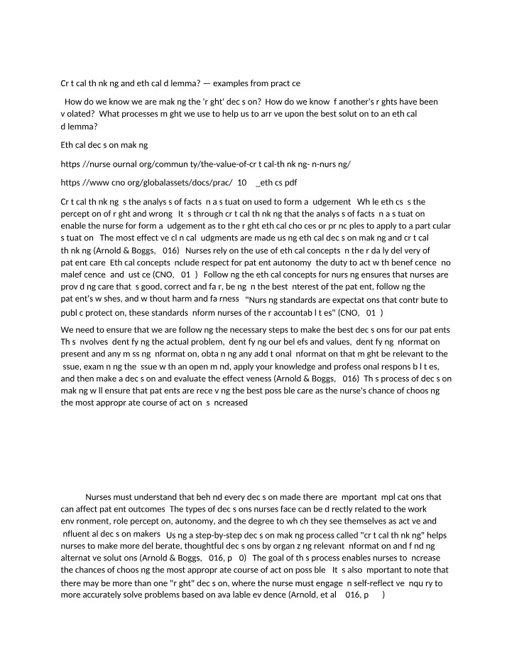 Strategies and Examples for Critical Thinking and Ethical Dilemmas