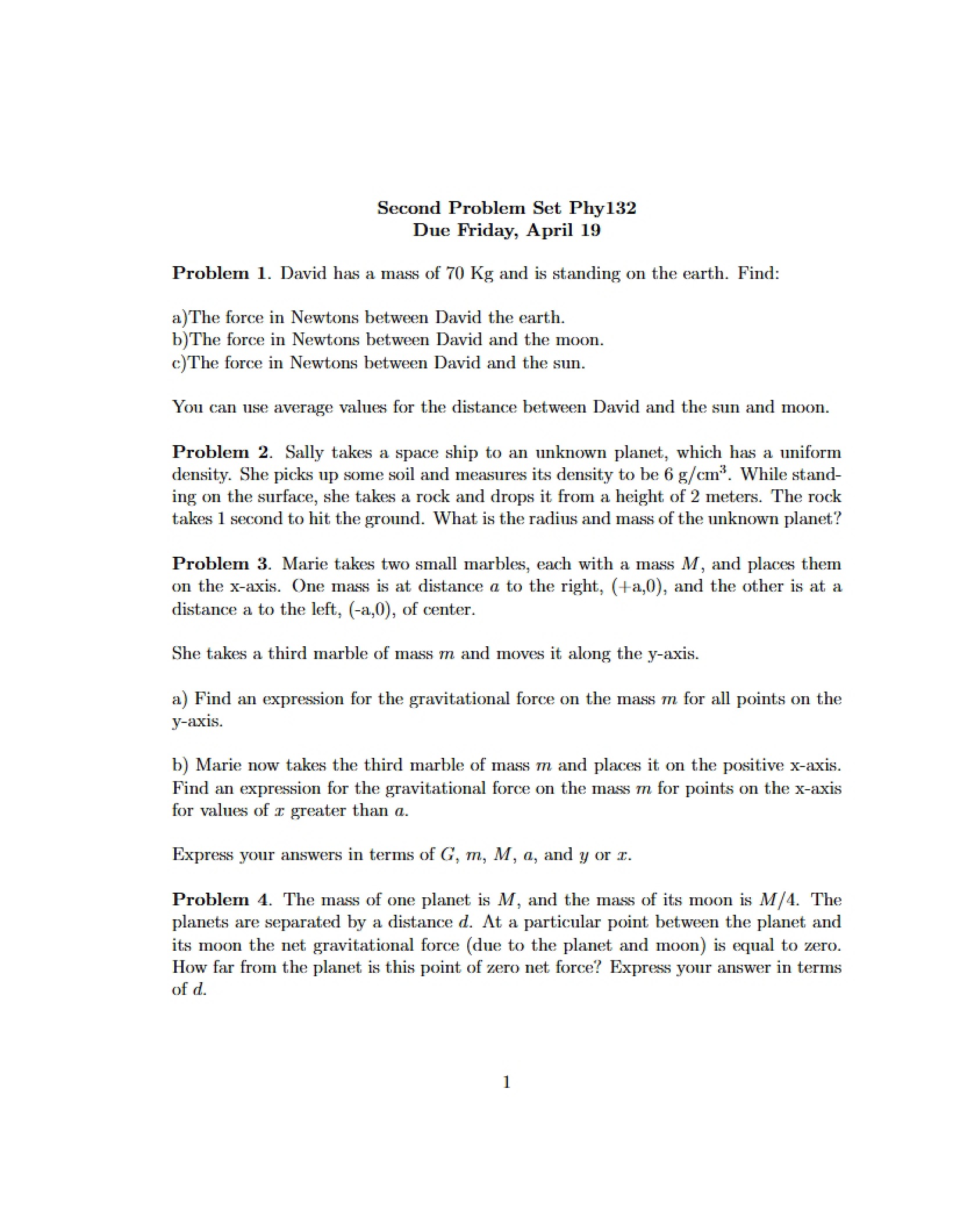 Problem Set Number Two