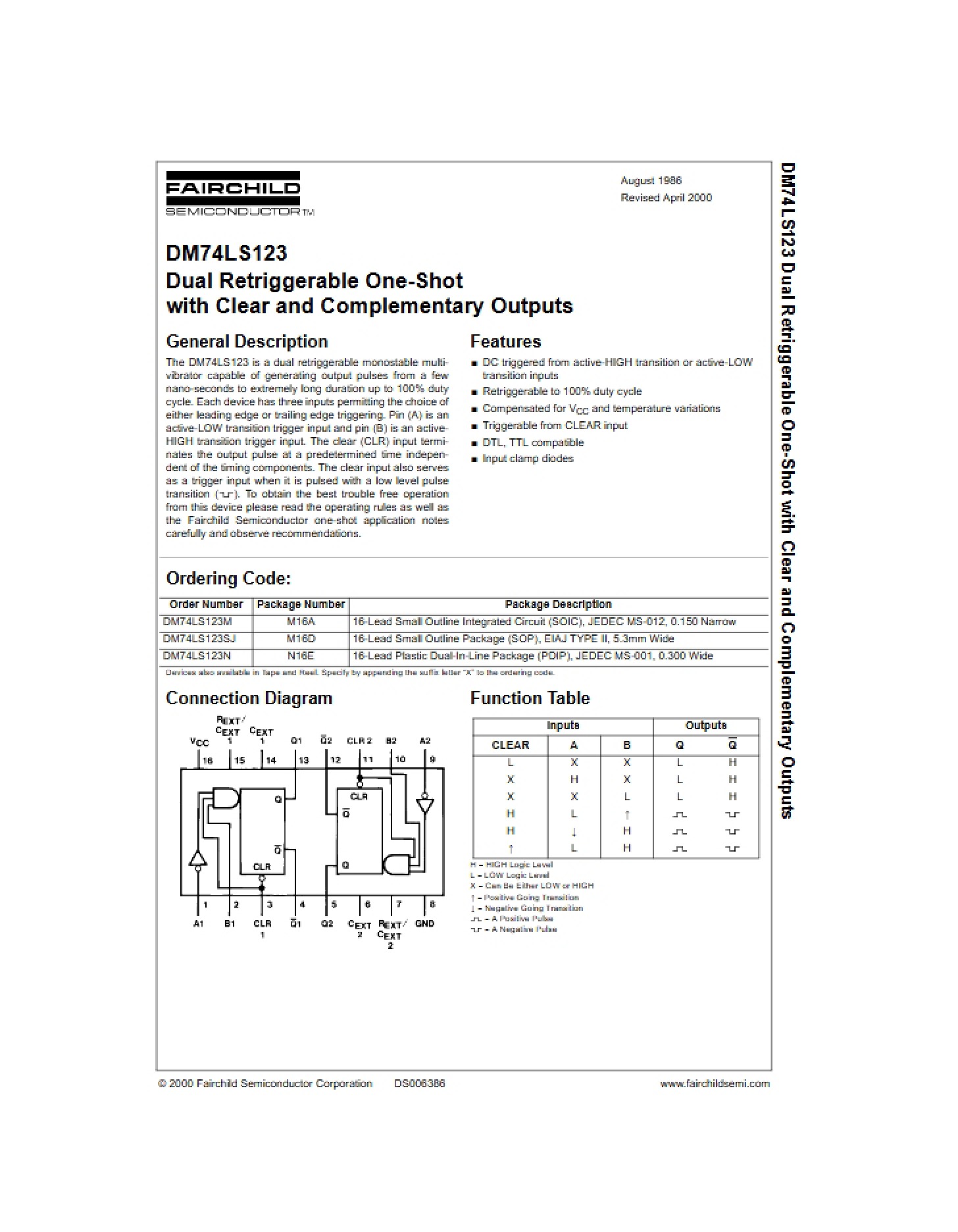 DM74LS123 Datasheet