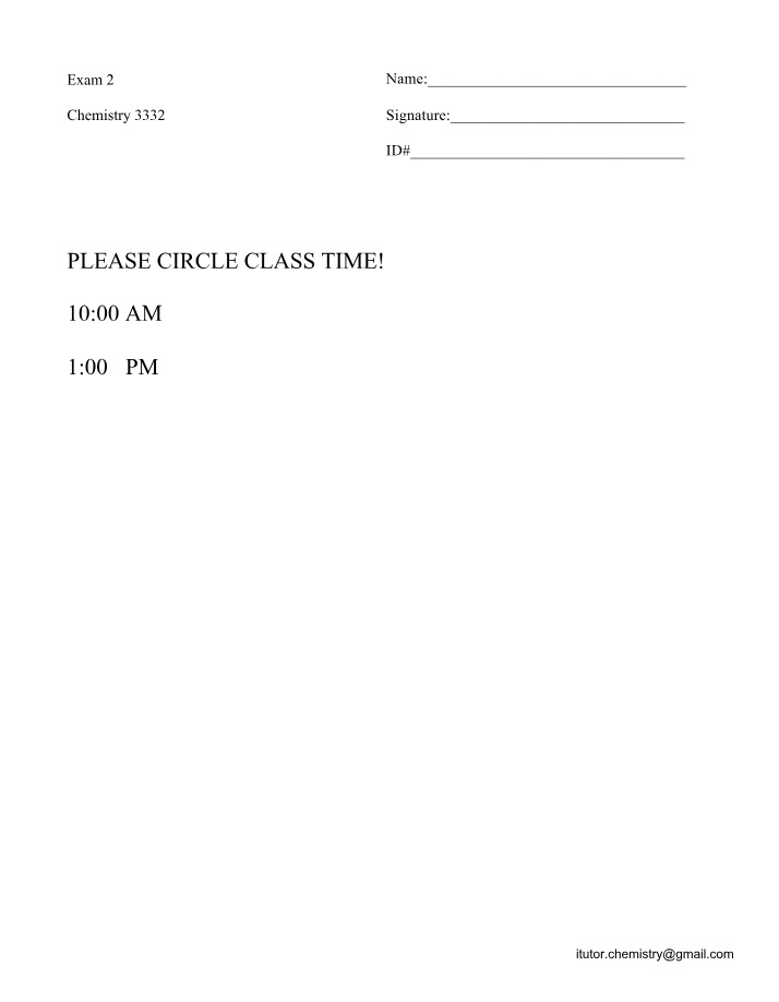 CHEM 234 - 2011 Exam