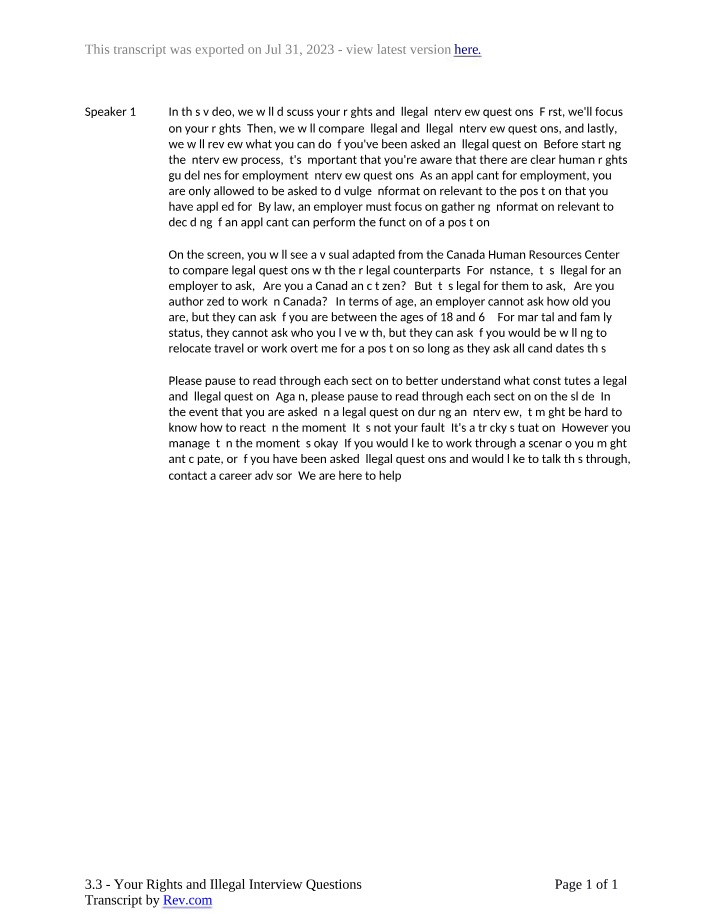 Your Rights Regarding Illegal Interview Questions