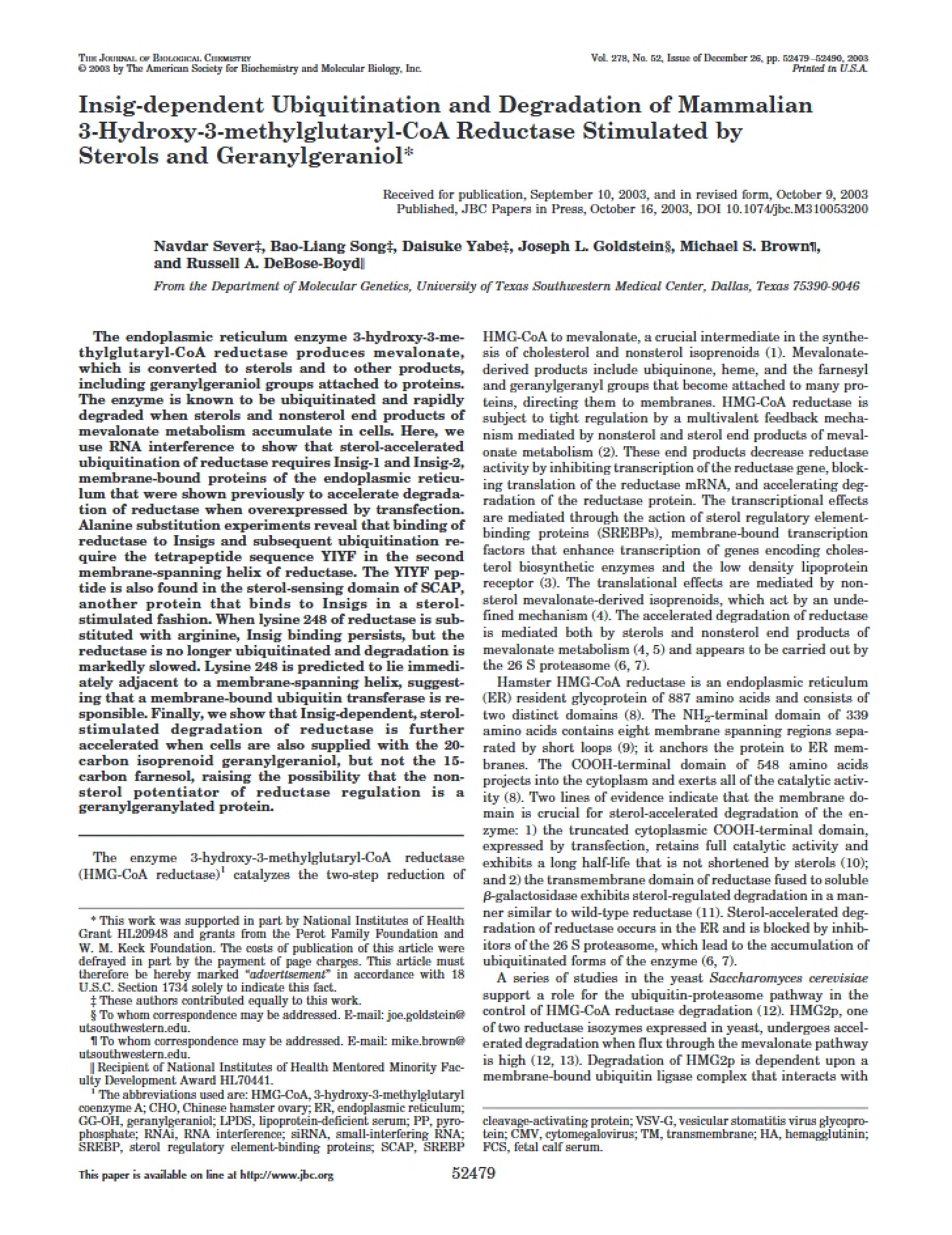 Ubiquitination (Insig-dependent)