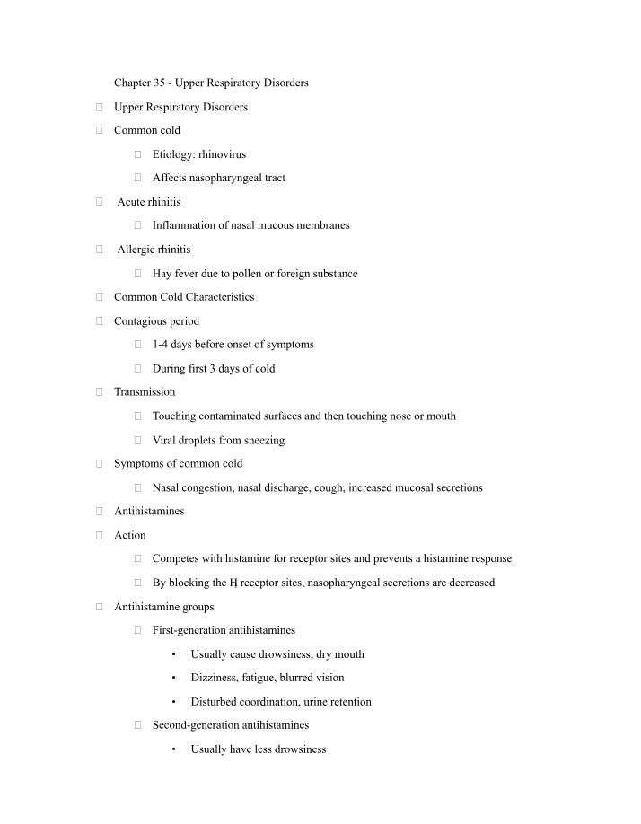 Notes on Common Cold and Upper Respiratory Disorders