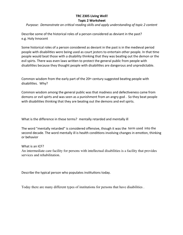 Worksheet for Topic 2