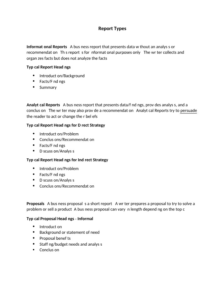 Types of Reports