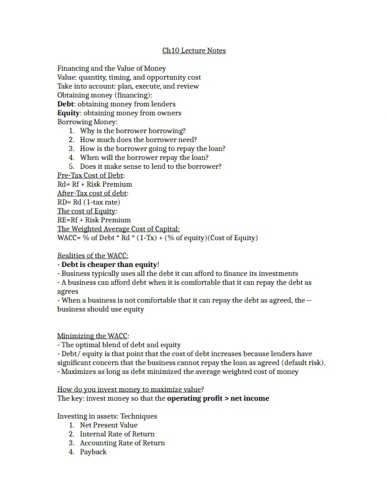 Lecture Notes Chapter 10