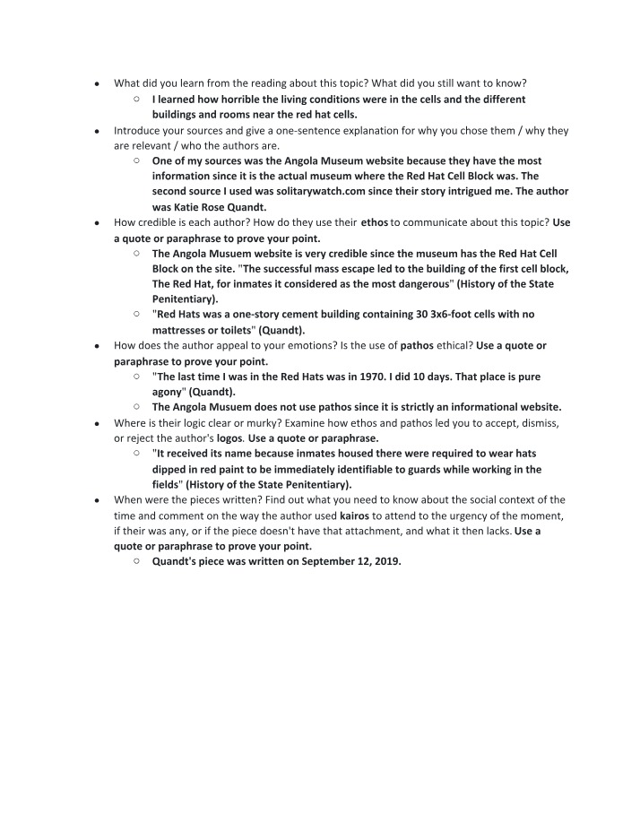 Written Communication Notes - Red Hat Cell Block