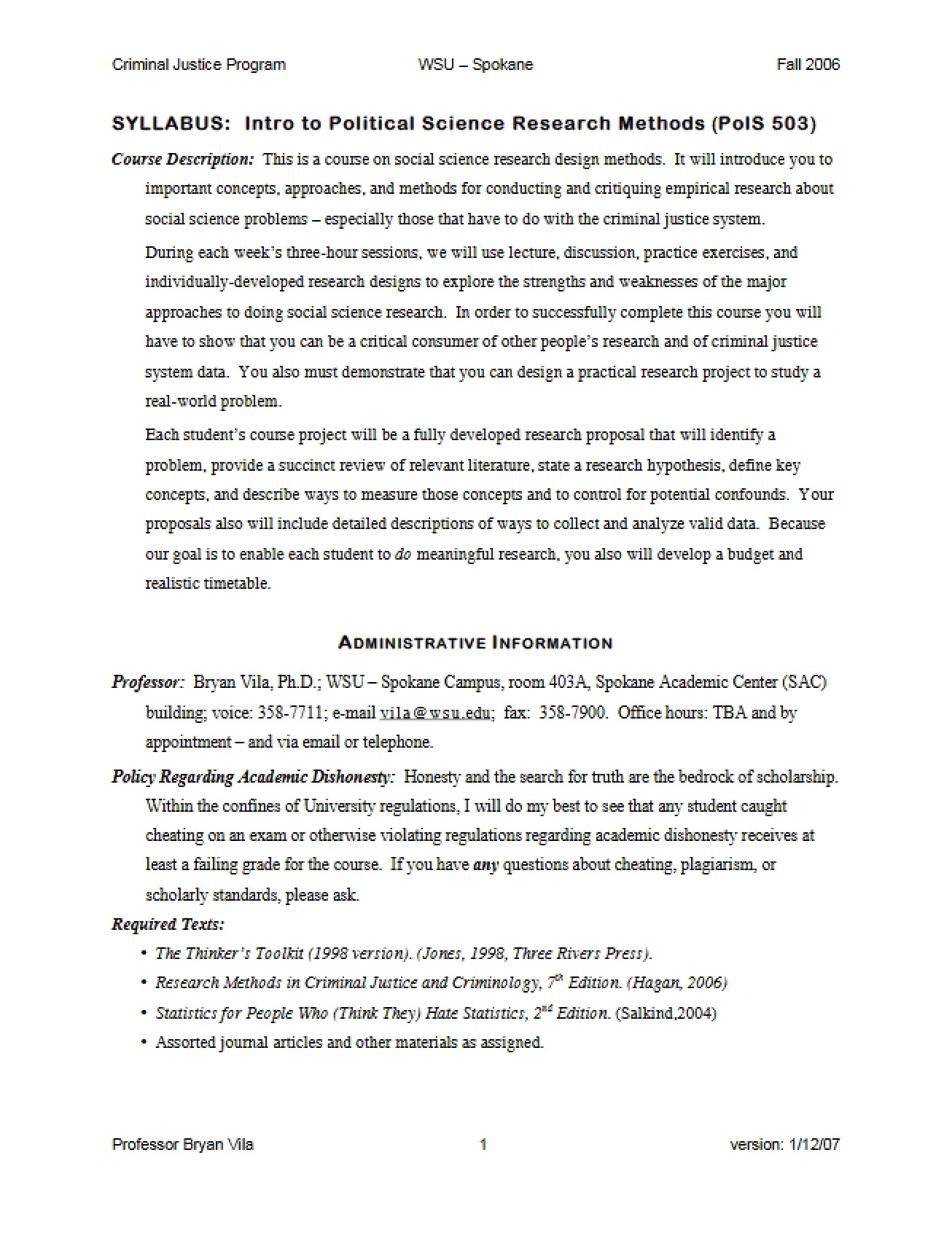 Academic Program Outline