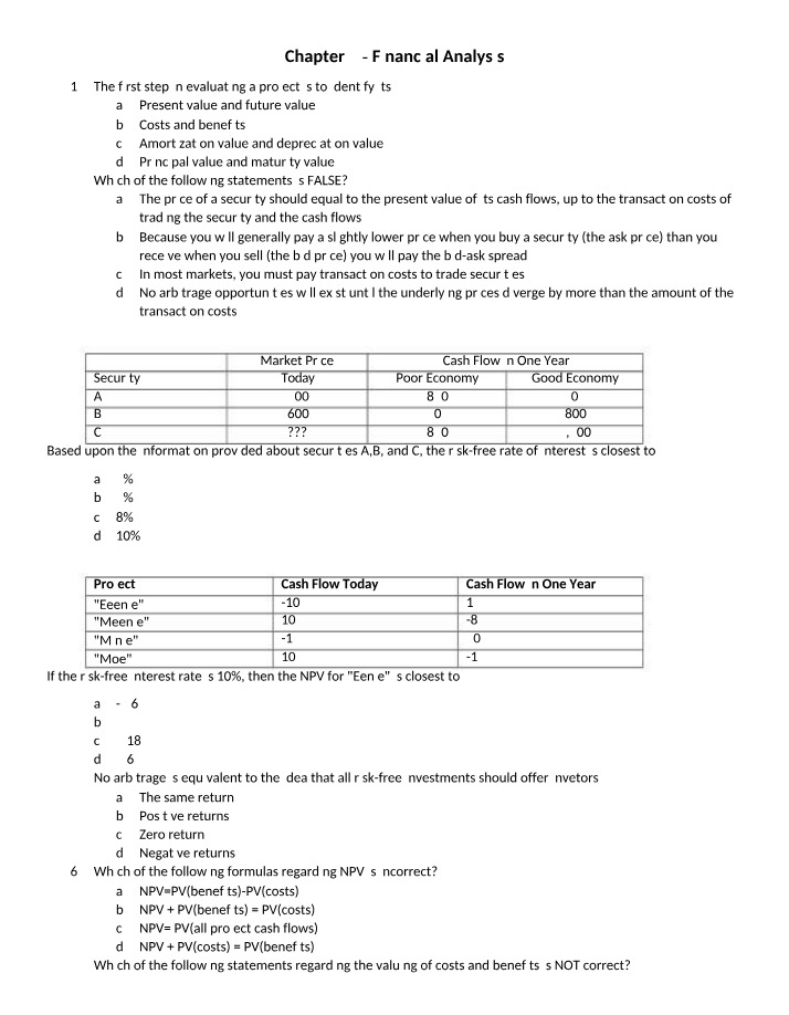Financial Analysis of Project Costs and Benefits
