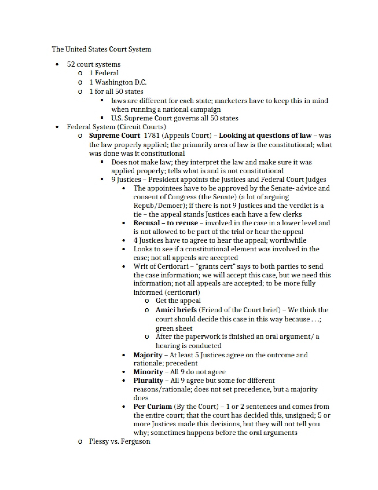System of Courts in the US