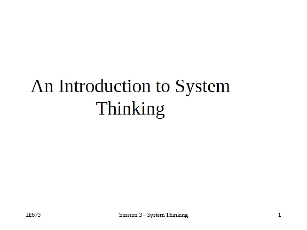 System Thinking Introduction