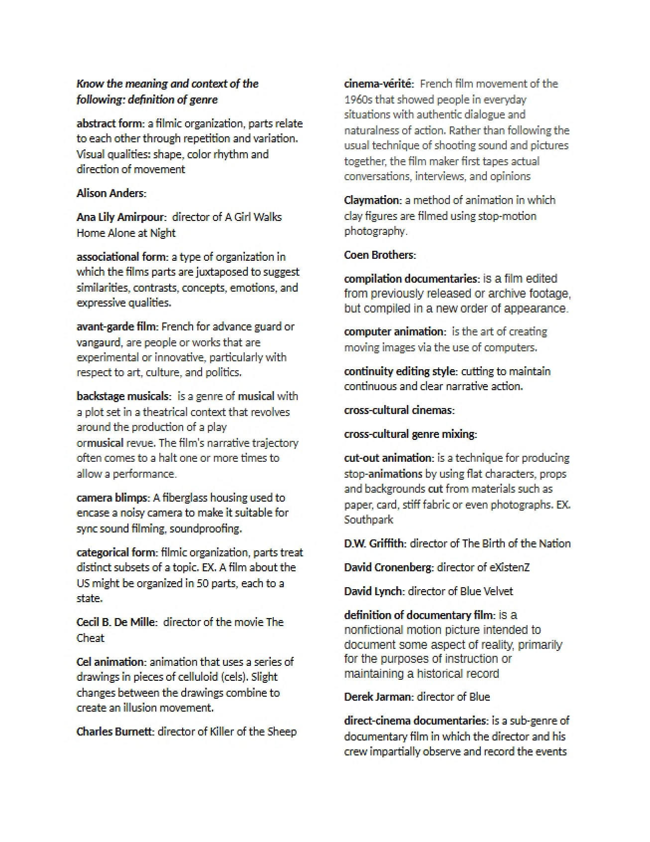 Final Study Guide for Aesthetics