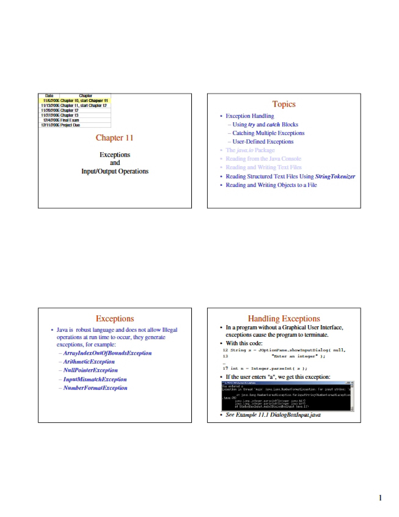 Exceptions Chapter 11