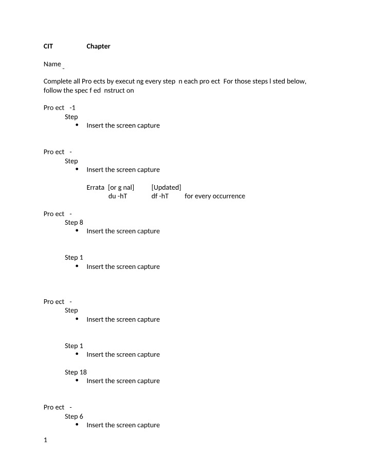 CIT 352 Chapter 5 Projects and Commands