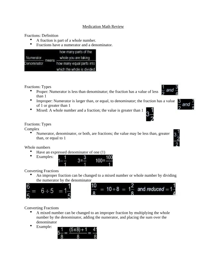 Medication Math Review for Lecture 5