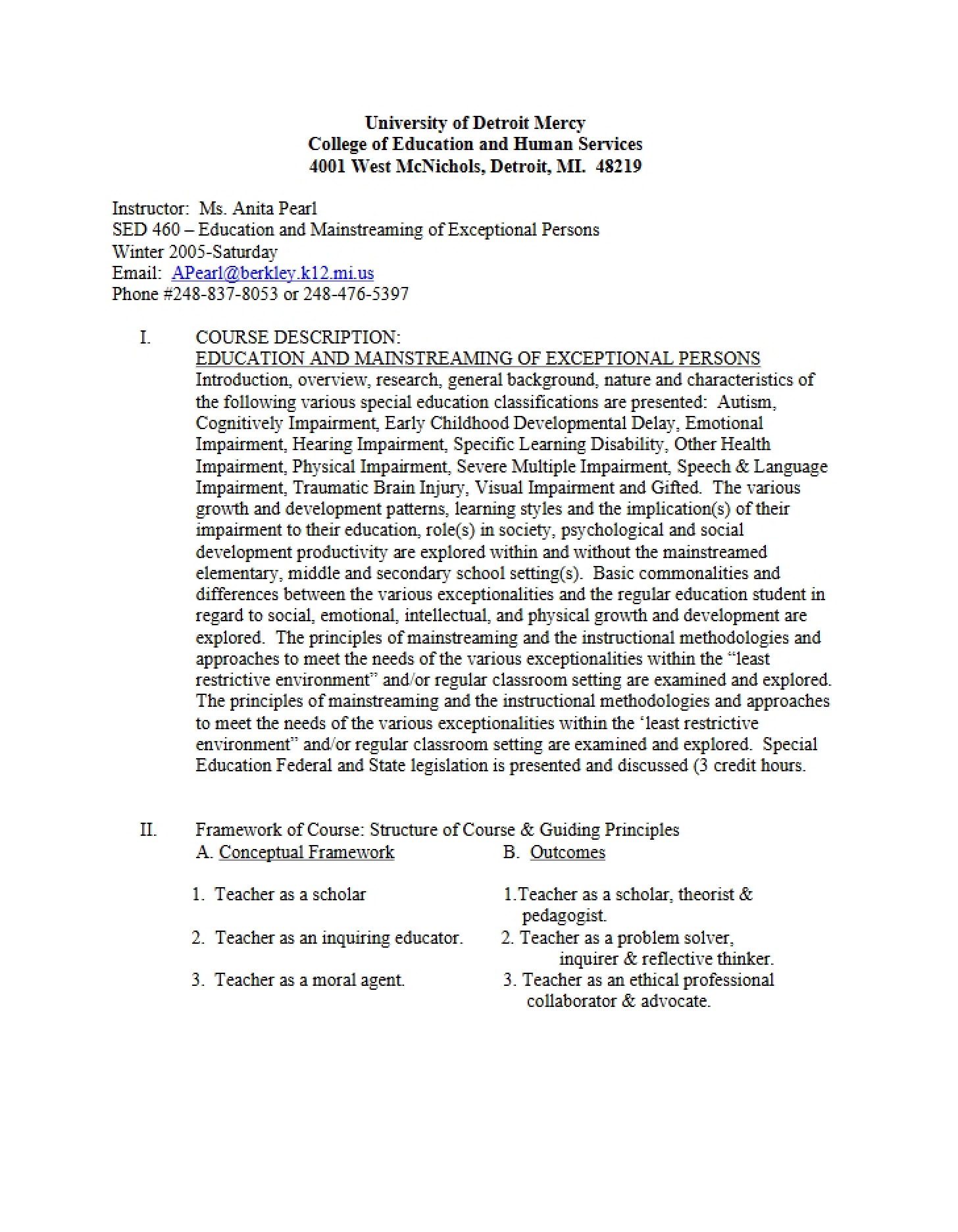 Class Syllabus