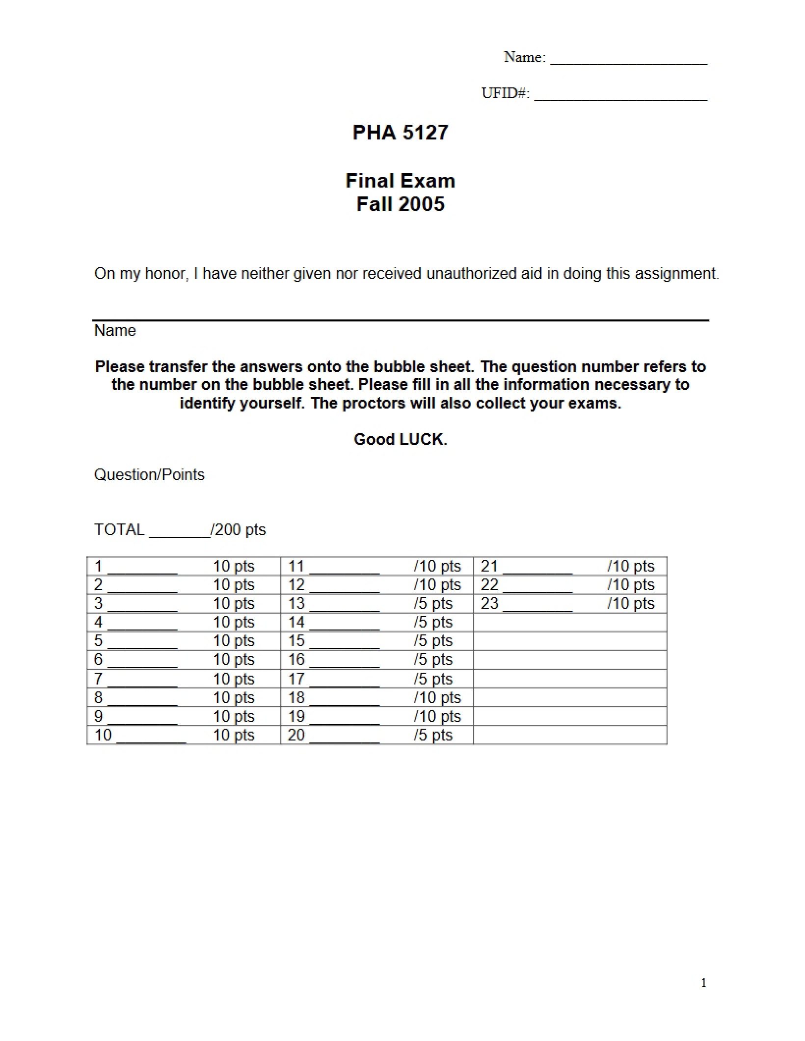 Final Examination