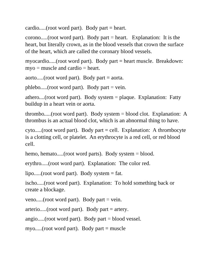 Word Parts for Medical Terminology