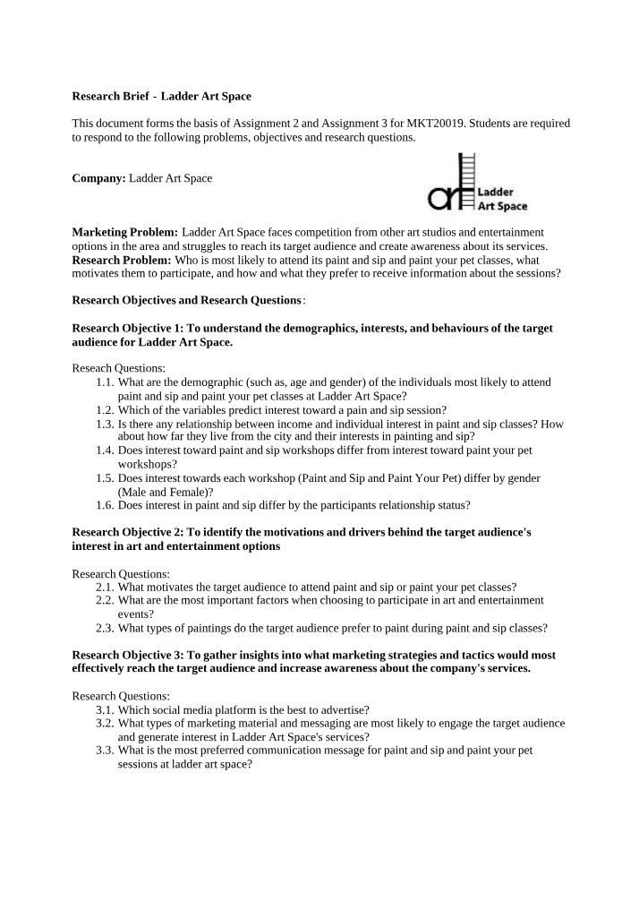 Ladder Art Space - Research Brief
