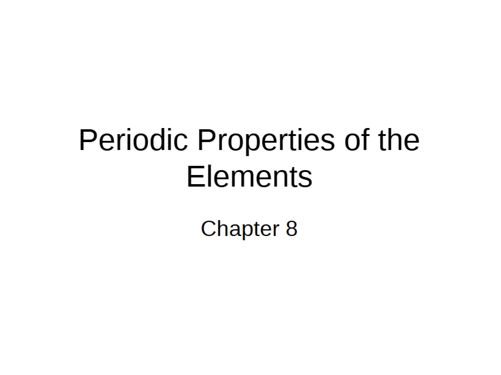 Element Periodic Properties