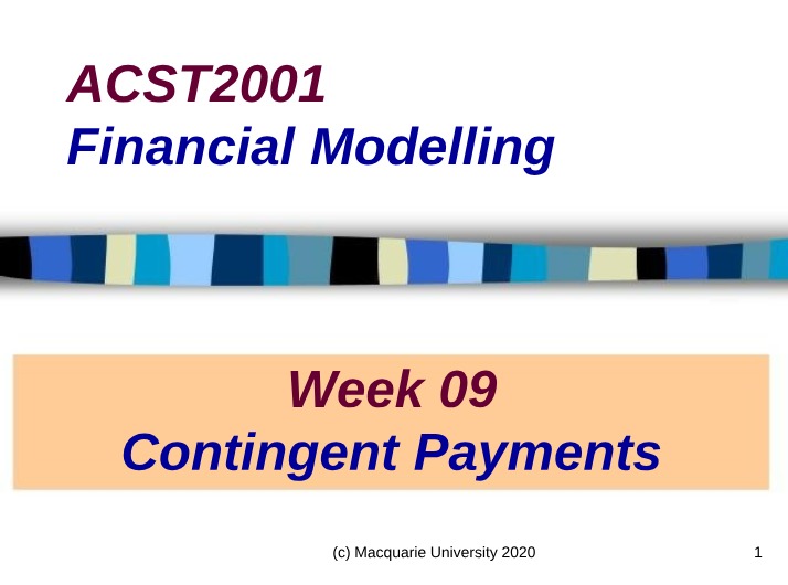 ACST2001 Lecture 9