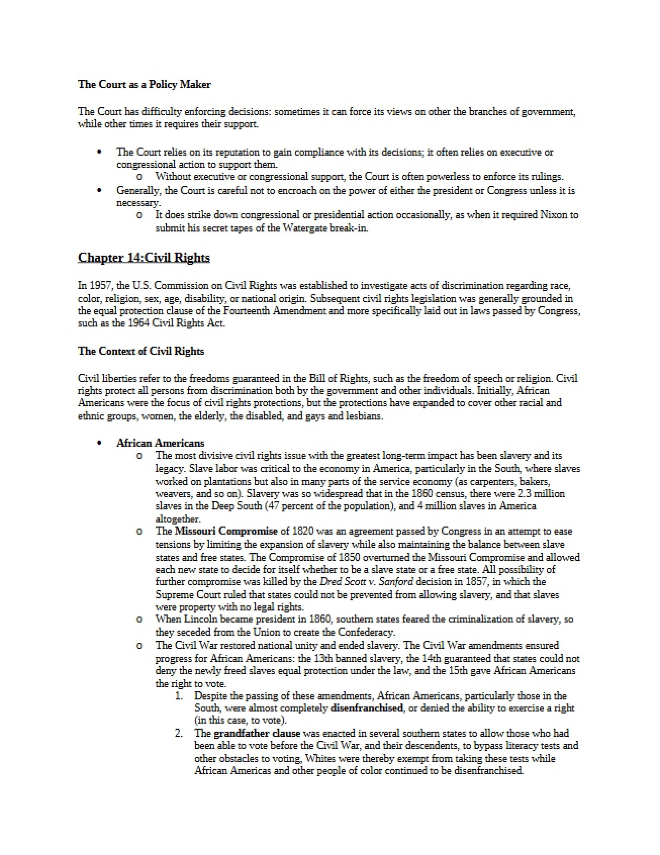 Policy Making by the Court