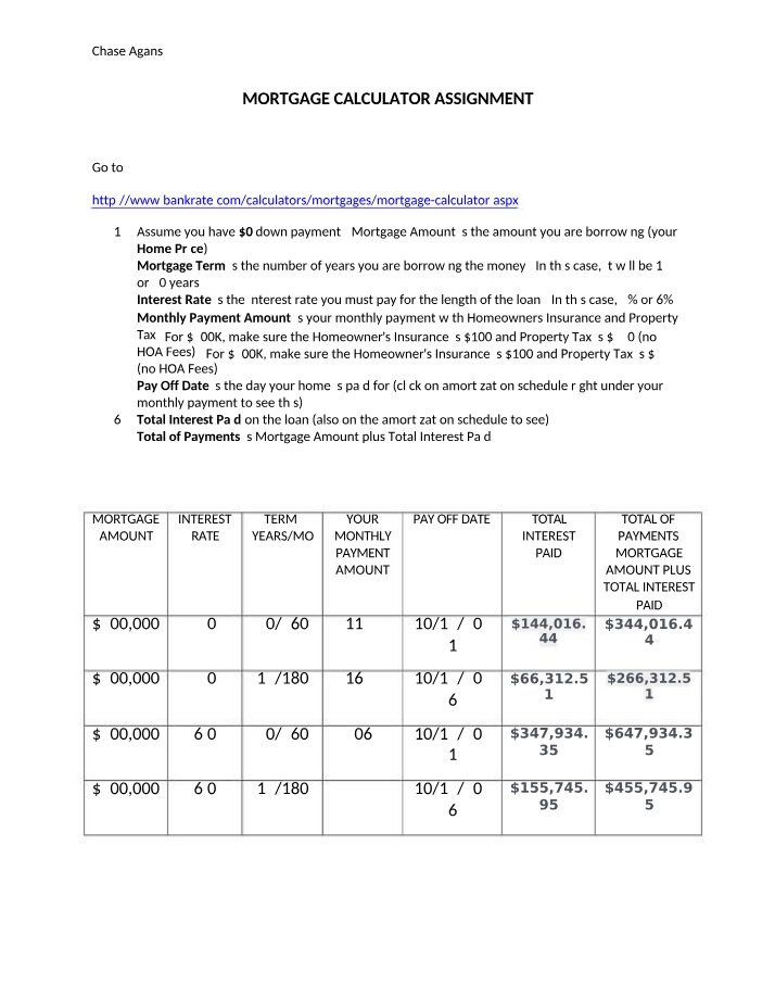 Mortgage Calculator Assignment Guide