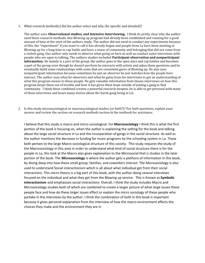 Sociological Studies and Research Methods in Blowin' Up