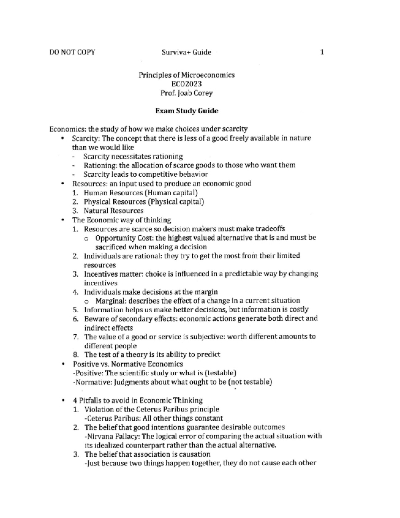 Guide for Studying for Microeconomics Exams