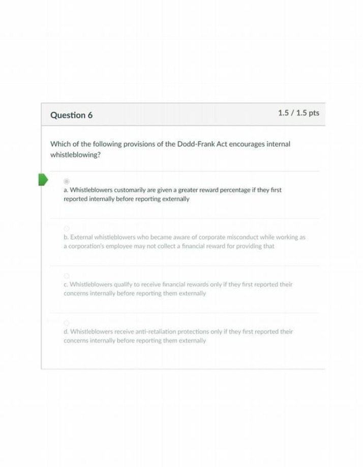 Internal Whistleblowing Provisions of the Dodd-Frank Act