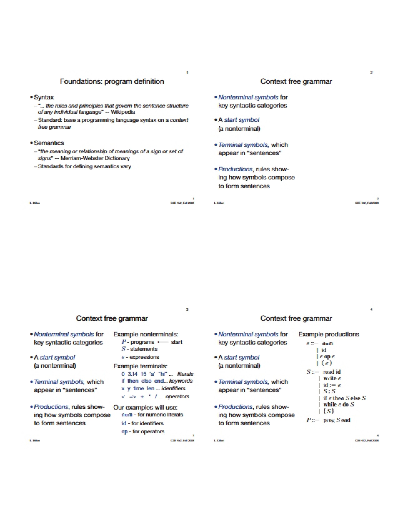 Program Definition Foundations