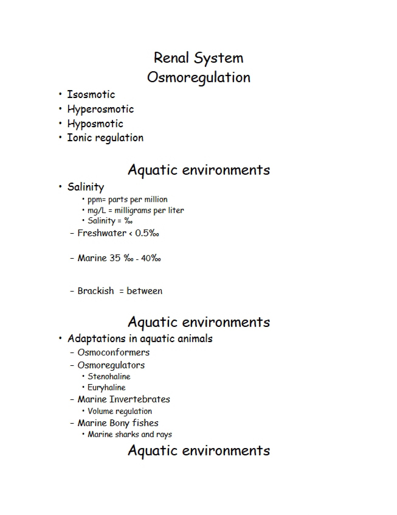 Renal Physiology I