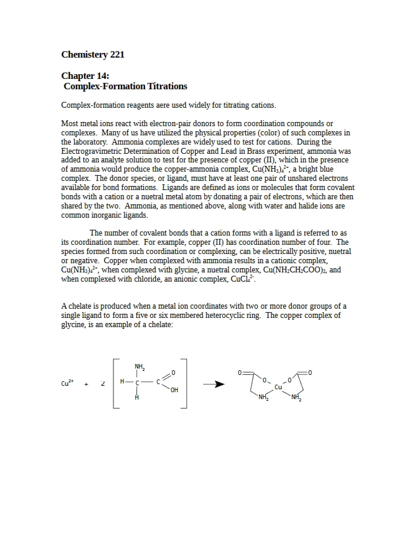 Titrations for Complex Formation