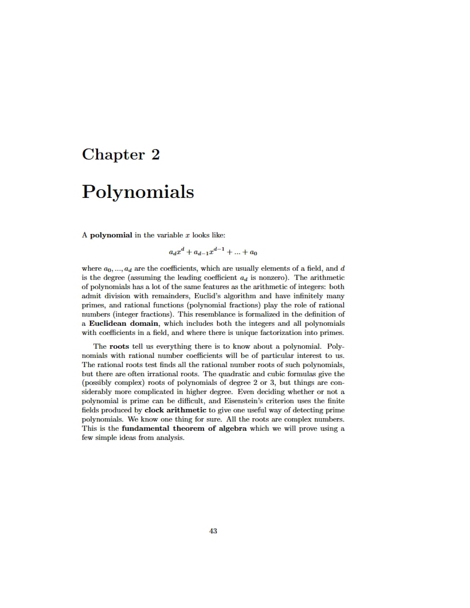 Study of Polynomials
