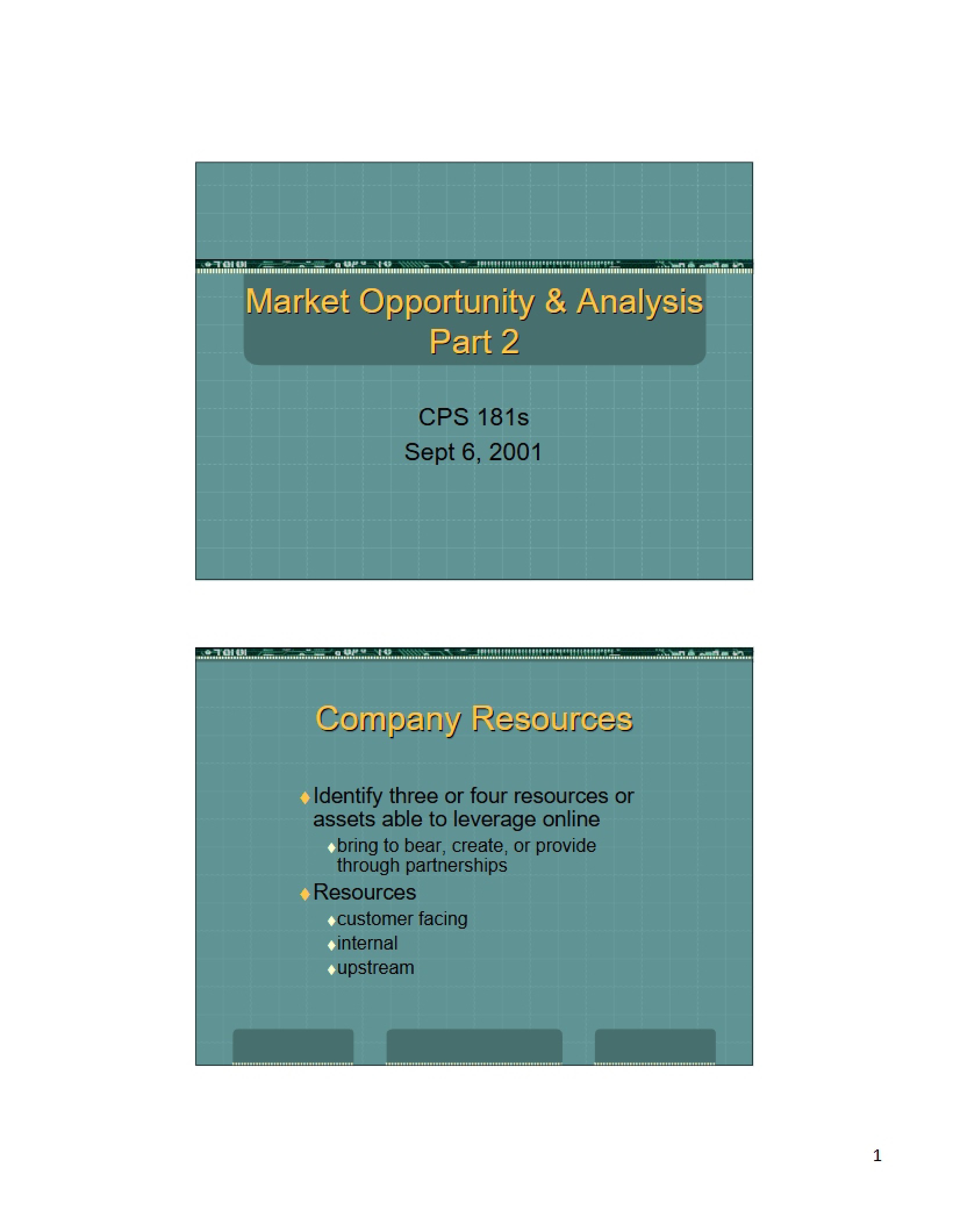 Part Two of Market Analysis
